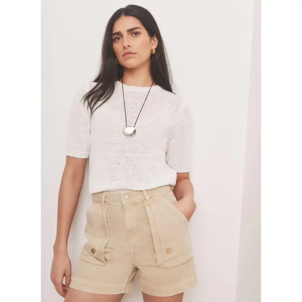 Mint Velvet White Cotton Blend Knit Top